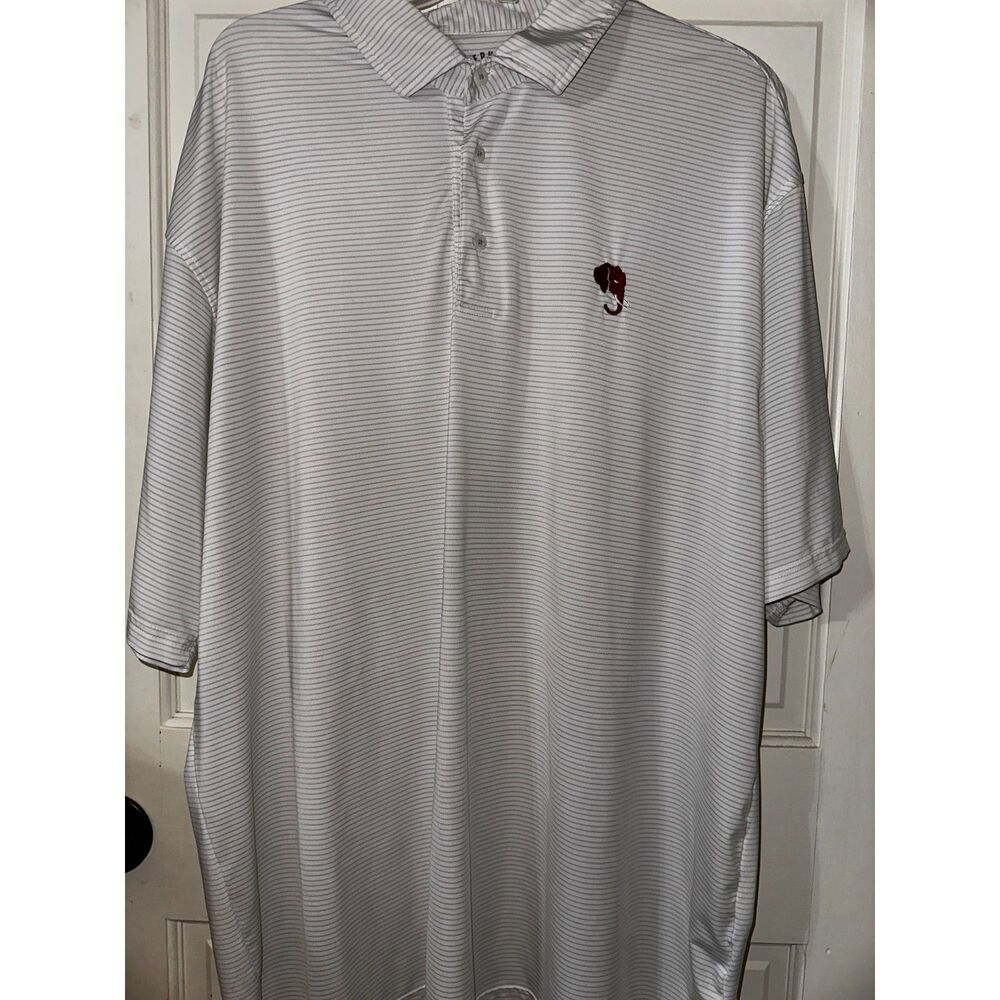 Elephant Head Performance Polo Men’s 2XL White Gray Stripe Alabama Crimson Tide
